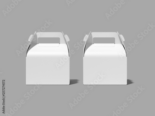 Photography White Blank Takeaway Food Box Packaging Mockup 3D Rendering