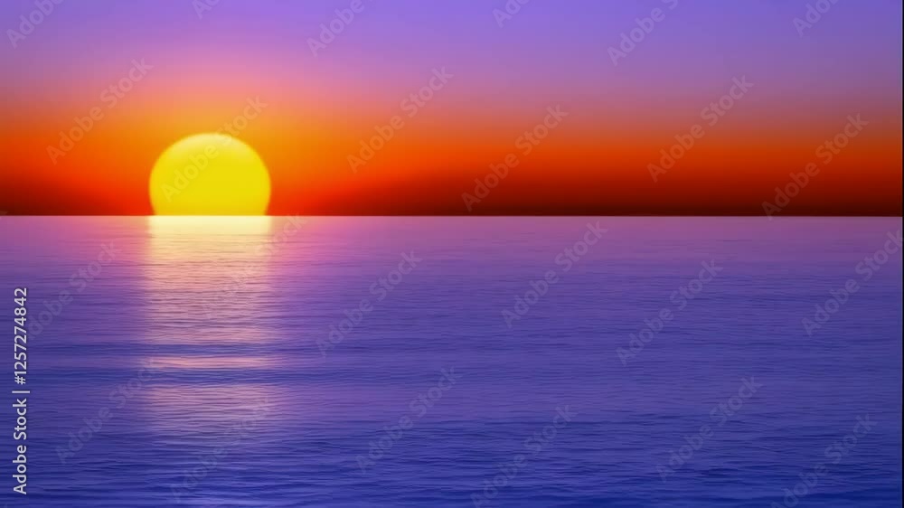 A sunset over the ocean with a blue sky A sunset over the ocean with a blue sky