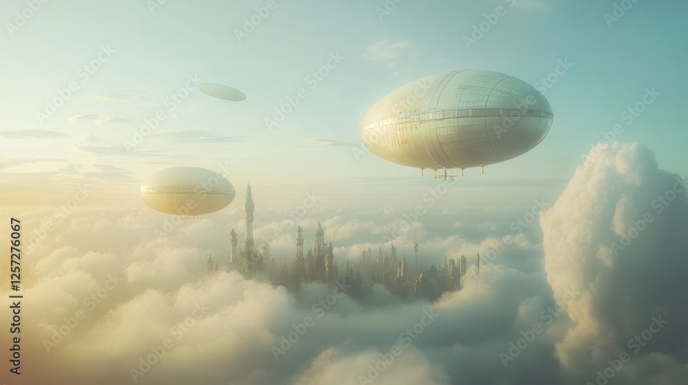 Airships Soaring Above a Cloud City Airships Soaring Above a Cloud City
