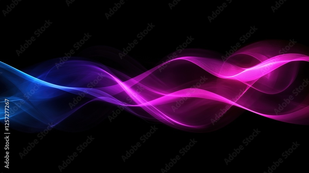 Abstract Background with Neon Light Curves in Pink and Blue, Enhanced by Motion Blur and Bokeh Effect Abstract Background with Neon Light Curves in Pink and Blue, Enhanced by Motion Blur and Bokeh Effect