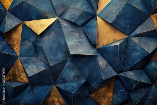 Abstract polygonal pattern luxury blue and gold background