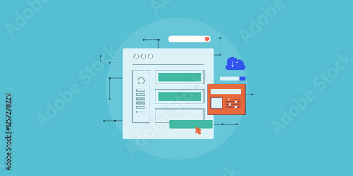 Drag and drop website app builder concept. Information technology UI design.