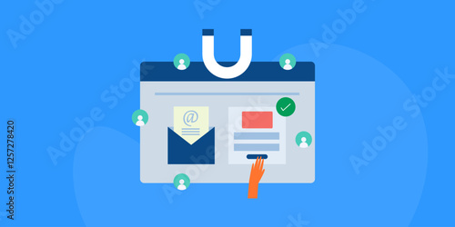Lead magnet concept. Collecting customer data with email popup form, e-business strategy concept.