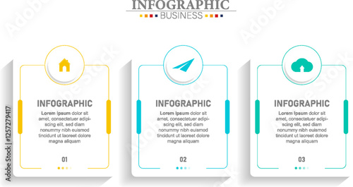 Vector infographic template with icons and 3 options or steps. Infographics for business concept. Can be used for presentations banner, workflow layout, process diagram, flow chart, info graph.