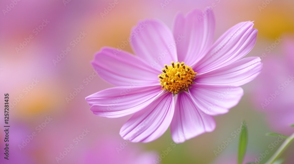 Beautiful light purple cosmos flower shines against a blurred background Beautiful light purple cosmos flower shines against a blurred background