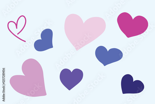 vector illustration set hearts pink purple mother's day inclusivity wedding website packaging postcard