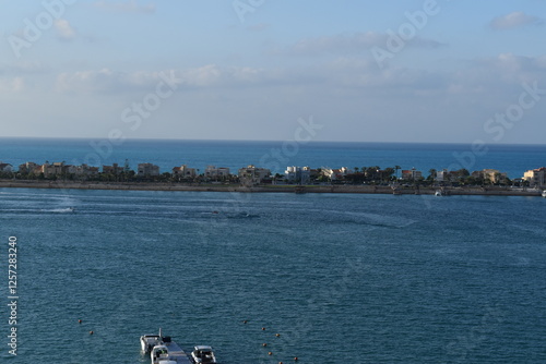 Al Alamein beach resort north coast Egypt ,summer
sea and sun ,boat ,parachute for tourist , Marina Yachts photo