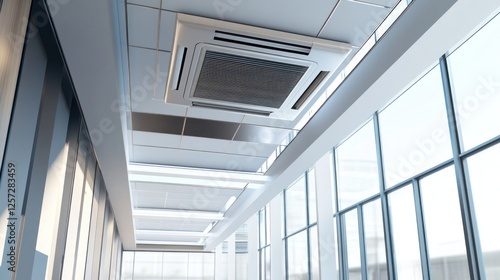 Modern office hallway ceiling air conditioning