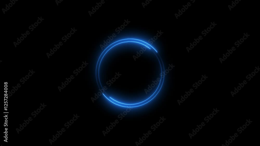 neon circle animation blue color on a black background. neon circle animation blue color on a black background.