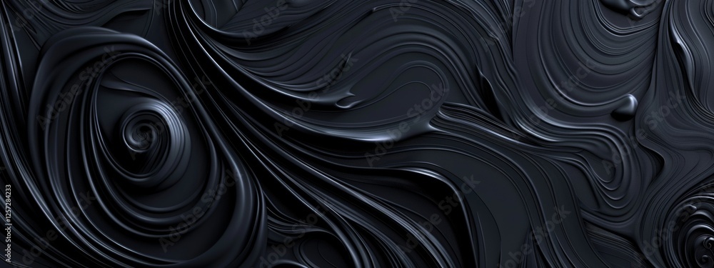Abstract black swirls and waves on a dark background. Geometric design for banner template with white space in the center for text. Minimalist wallpaper with copy space. Abstract black swirls and waves on a dark background. Geometric design for banner template with white space in the center for text. Minimalist wallpaper with copy space.