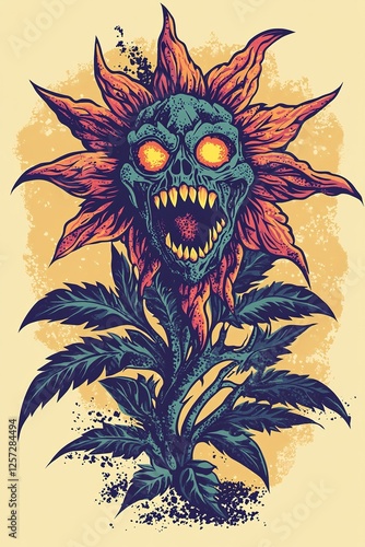 Glowing Skull Flower  Dark Fantasy Floral Art