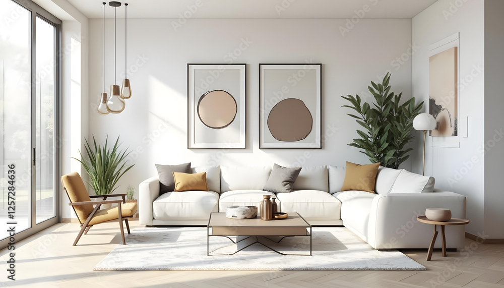 Fototapeta premium A modern living room with sofa and chair