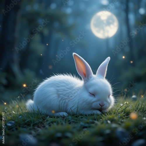 white rabbit on the grass