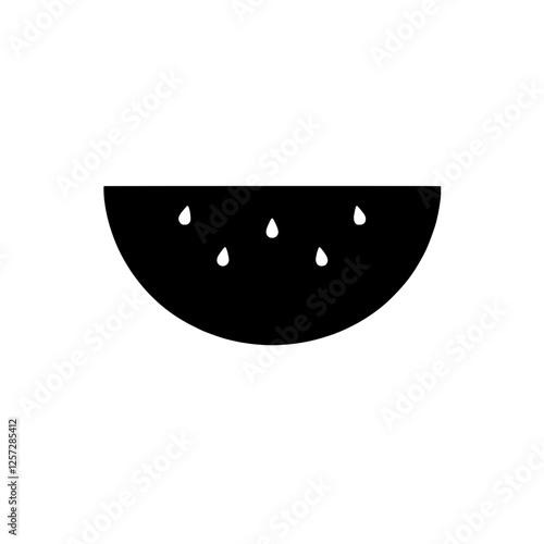 Watermelon Slice Icon: A simple yet striking icon of a watermelon slice, perfect for use in menus, websites, apps, or any project requiring a refreshing and summery symbol.  