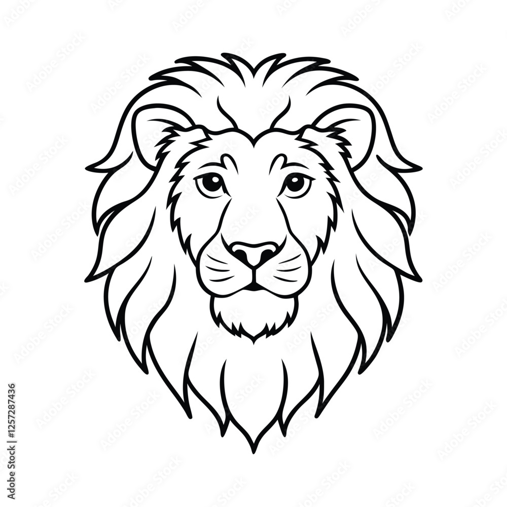 A lion head line art vector illustration A lion head line art vector illustration