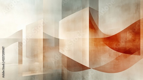 Abstract composition featuring geometric shapes and curved lines artwork