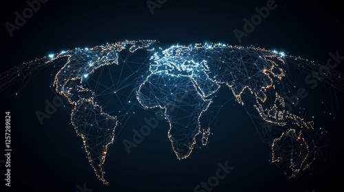 Abstract blue digital background featuring a big data visualization with a scientific theme