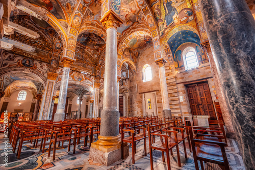 Chiesa Santa Maria dell Ammiraglio or Chiesa della Martorana in Palermo, Sicily, Italy photo