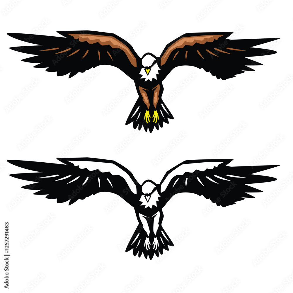 Obraz premium Flying eagle vector template isolated on white background