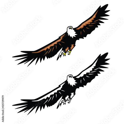 Flying eagle vector template isolated on white background