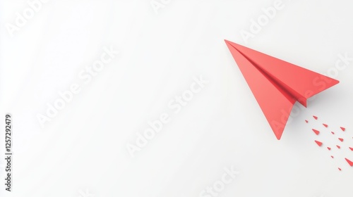 Wallpaper Mural A vibrant red paper airplane glides across a clean white background, symbolizing creativity, freedom, and playfulness. Torontodigital.ca
