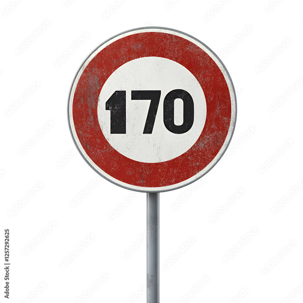 Weathered 170 km h Speed Limit Sign Red Circle Traffic Regulation Road Sign Vintage Rusty Grunge Weathered 170 km h Speed Limit Sign Red Circle Traffic Regulation Road Sign Vintage Rusty Grunge