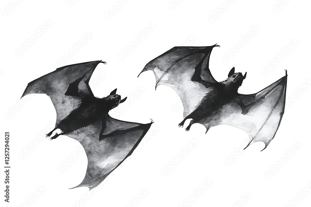 Fototapeta premium black bat isolated on white background PNG.AI GENERATED