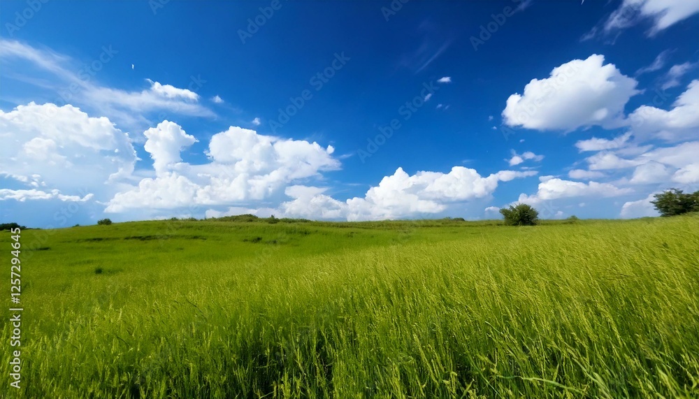 Fototapeta premium green field and blue sky