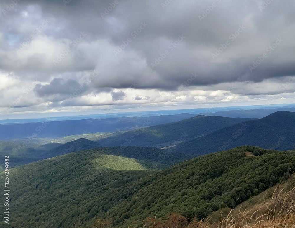 Beautiful view of Bieszczady from mountain top. Beautiful view of Bieszczady from mountain top.
