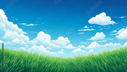 green grass and blue sky