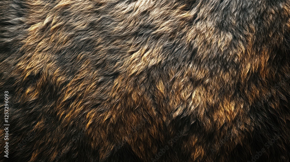 Brown bear fur texture close-up, outdoors, blurred background, textile design Brown bear fur texture close-up, outdoors, blurred background, textile design