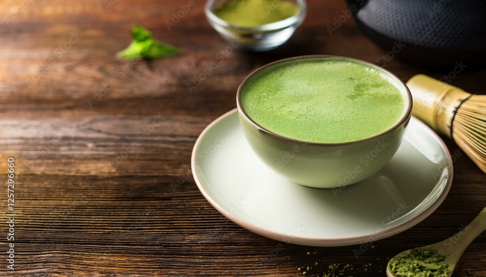 Fresh healthy japanese green tea latte or matcha tea Fresh healthy japanese green tea latte or matcha tea