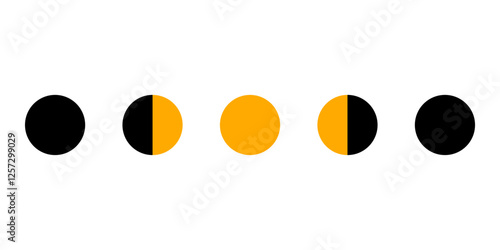 Yellow moon different phases of lunar phases flat vector design