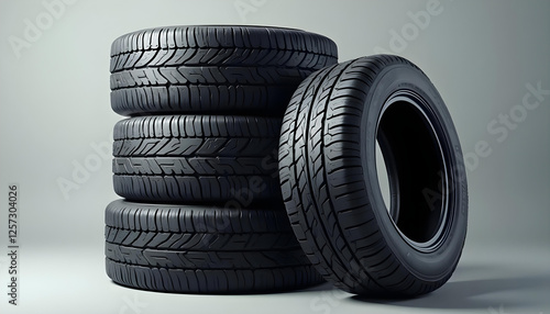 a stack of tires on a white background