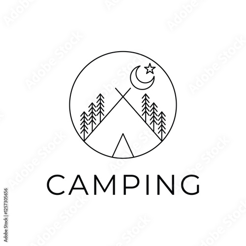 camp night logo design concept vintage label circle