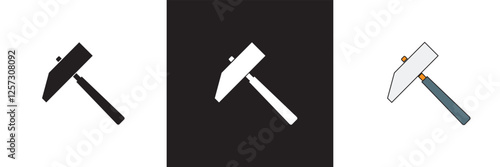 Hammer icon with a curved claw and solid handle. isolated on white and black background. vector illustration. EPS 10