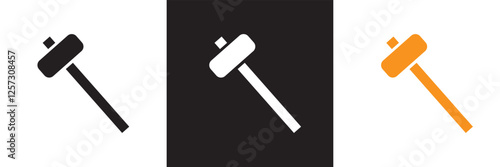 Hammer icon with a curved claw and solid handle. isolated on white and black background. vector illustration. EPS 10