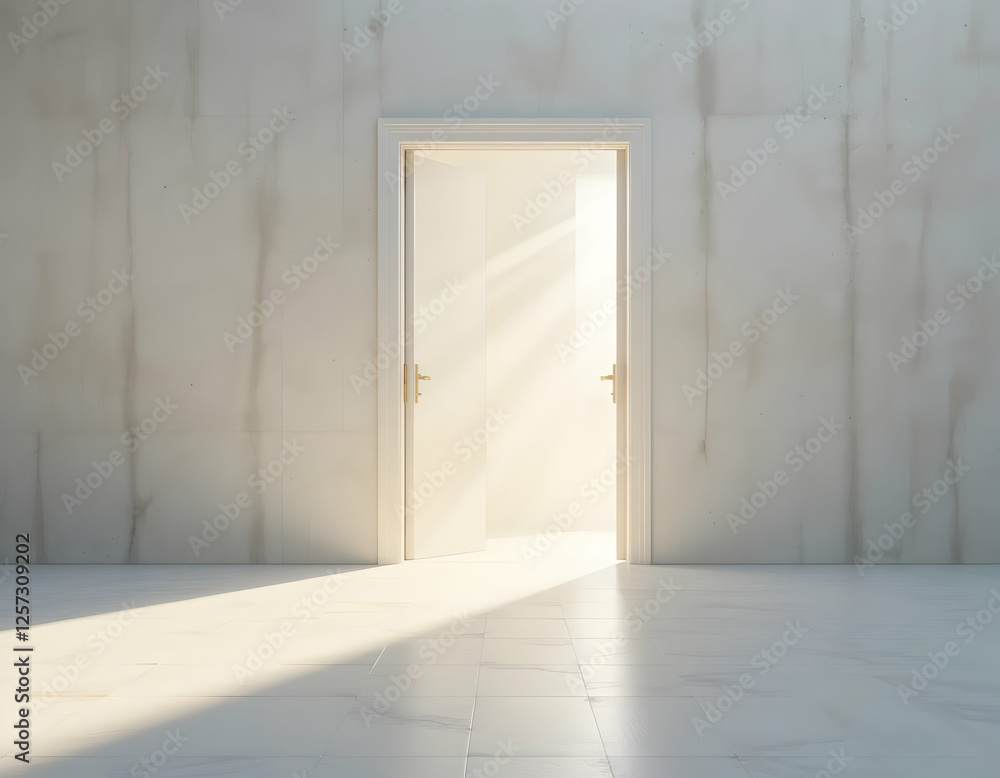 3D realistic illustration of an open door with light shining through, created using generative AI. A symbolic and atmospheric design perfect for concepts like opportunity, hope, and new beginnings.
3D realistic illustration of an open door with light shining through, created using generative AI. A symbolic and atmospheric design perfect for concepts like opportunity, hope, and new beginnings.