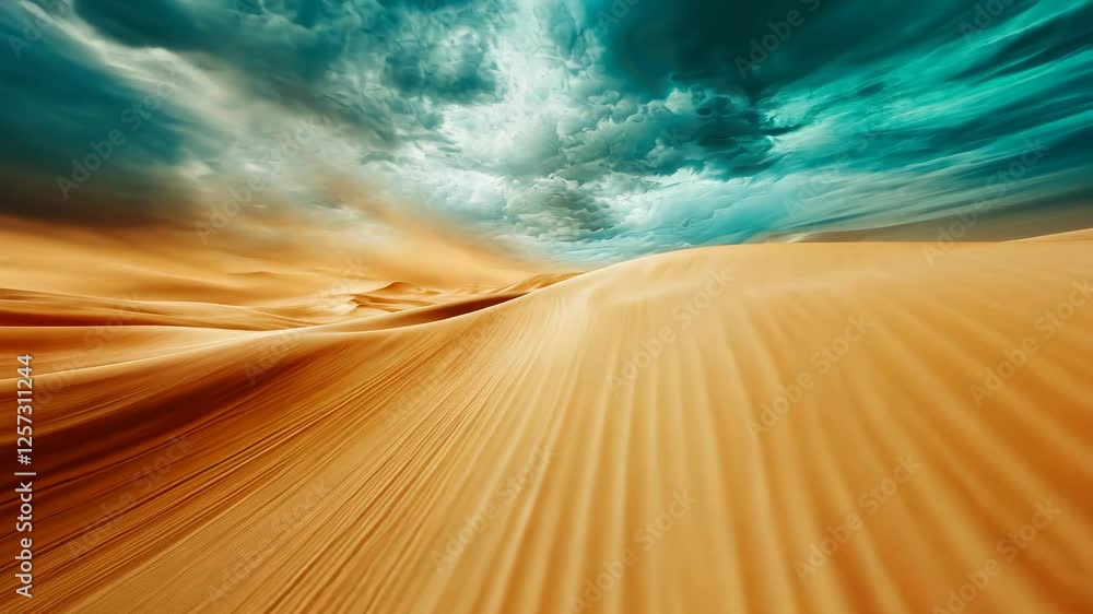Fast motion over sand dunes under cloudy sky Fast motion over sand dunes under cloudy sky