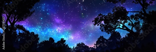 Wallpaper Mural Starry Night Sky Above Silhouetted Forest Trees Torontodigital.ca