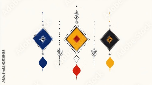 Indian Rangoli & Kolam Designs - Traditional Cultural Concepts in Vector Illustration on White Background