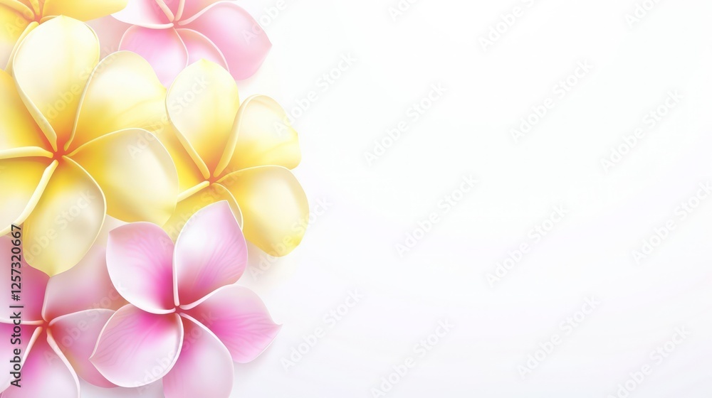 Obraz premium Serene Plumeria Blooms: A Soft Pastel Floral Delight