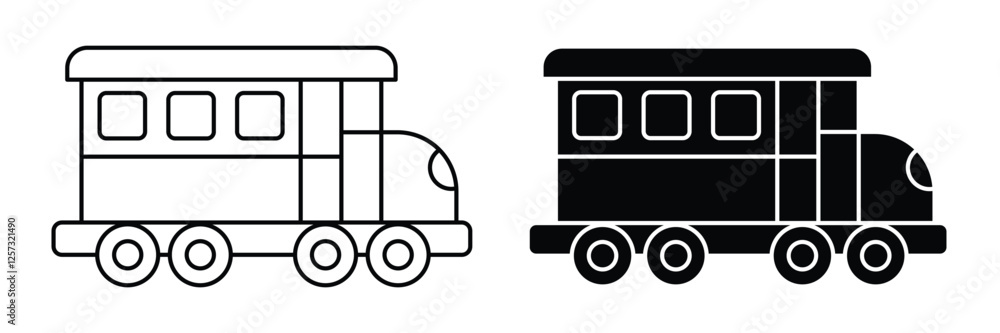 train vector silhouette on white background. Minimalistic, Flat, and Line Icons for Transport, Travel, and Automotive Apps. Fully scalable and customizable for print and digital.