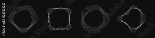 Set of round curved frames with dynamic wavy stripes
