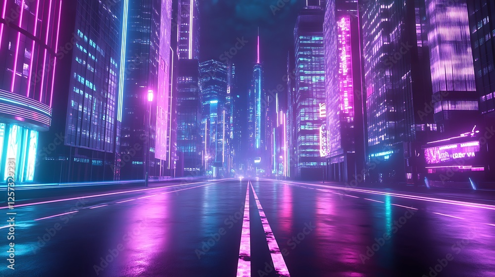 Neon Cityscape at Night: A Cyberpunk Vision Neon Cityscape at Night: A Cyberpunk Vision