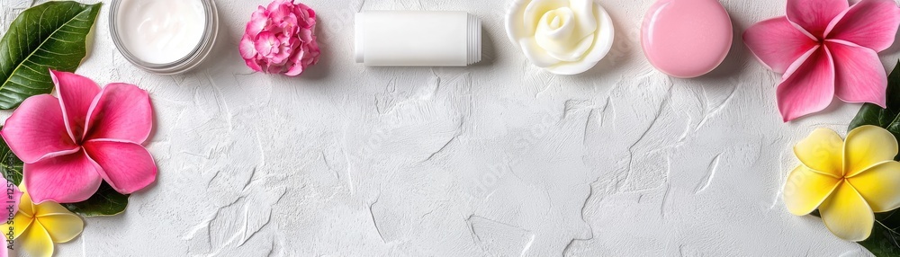 Spa treatment products with flowers. Relaxing background. Wellness Spa treatment products with flowers. Relaxing background. Wellness
