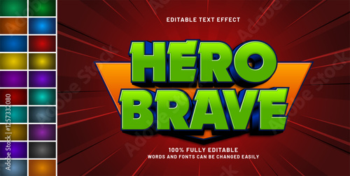 hero brave editable text effect with a super and brave theme