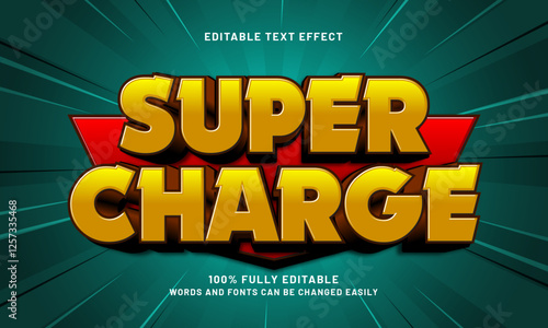 super charge editable text effect with a super and brave theme