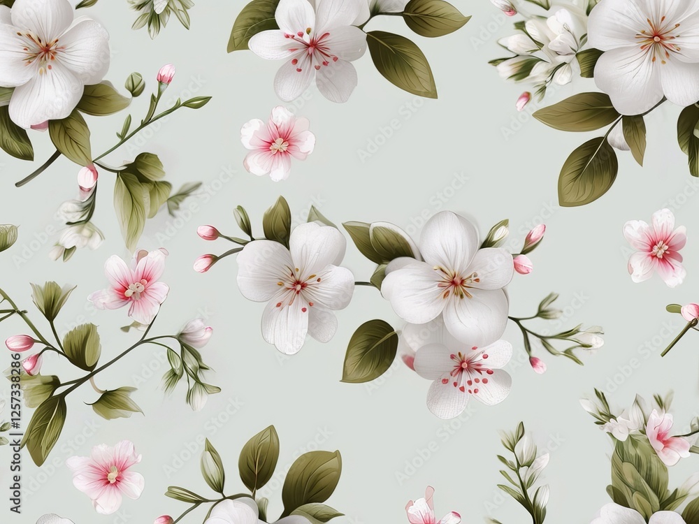 Floral seamless textile pattern with cute abstract 3D flower pattern background Floral seamless textile pattern with cute abstract 3D flower pattern background