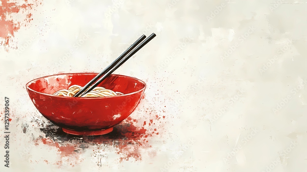 Asian ramen illustration featuring a steaming bowl of noodles, chopsticks, and flavorful ingredients, perfect for culinary projects and restaurant branding, artistic sketch style Asian ramen illustration featuring a steaming bowl of noodles, chopsticks, and flavorful ingredients, perfect for culinary projects and restaurant branding, artistic sketch style